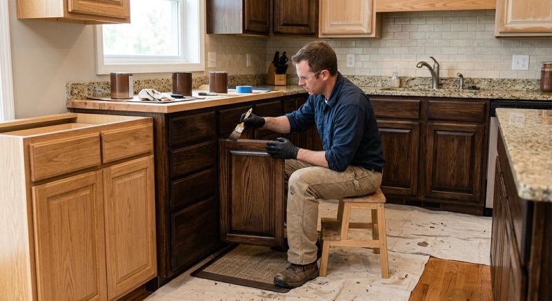 Built In Cabinetry Staining in Bloomington, IN