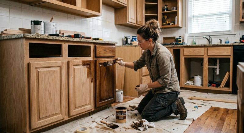 Wood Cabinet Staining in Dayton, OH